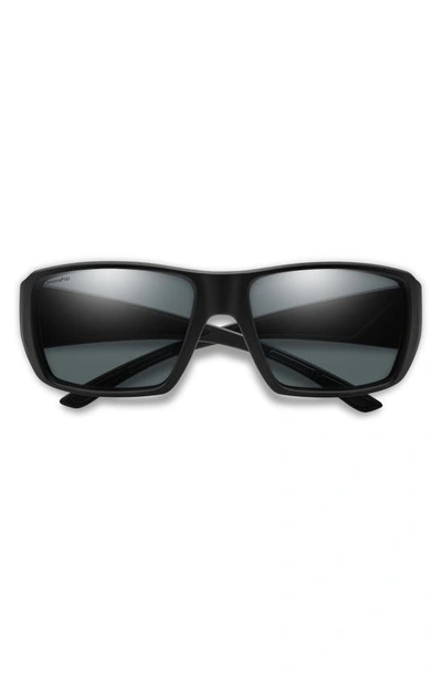 Smith Guides Choice Xl 63mm Chromapop™ Polarized Oversize Square Sunglasses In Matte Black / Glass Gray