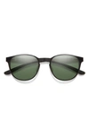 Smith Eastbank 52mm Chromapop™ Polarized Round Sunglasses In Matte Black / Silver / Gray