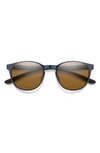 Smith Eastbank 52mm Chromapop™ Polarized Round Sunglasses In French Navy / Brown