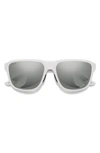 Smith Embark 58mm Chromapop™ Polarized Square Sunglasses In White / Platinum Mirror