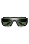 Smith Spinner 134mm Chromapop™ Polarized Shield Sunglasses In Matte Black / Grey Green