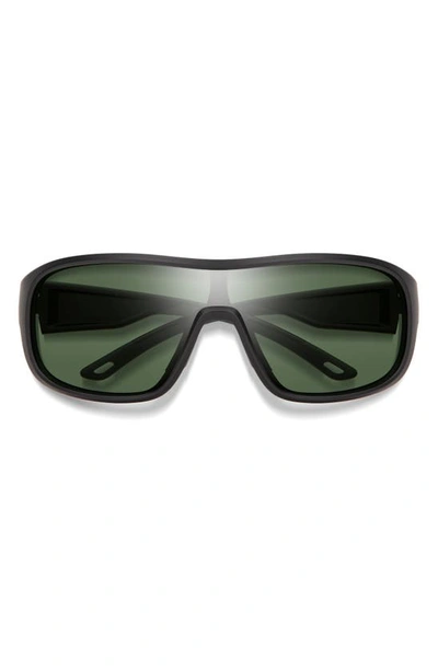 Smith Spinner 134mm Chromapop™ Polarized Shield Sunglasses In Matte Black / Grey Green