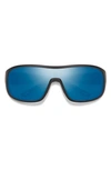 Smith Spinner 134mm Chromapop™ Polarized Shield Sunglasses In Matte Black / Blue Mirror