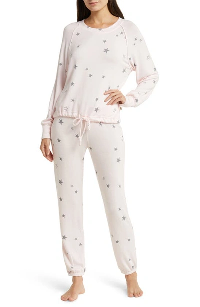 Ugg Gable Brushed Drawstring Pullover & Joggers Lounge Set In Ice Pink Heather Stars