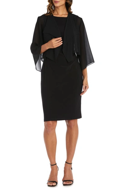 Nightway Two-piece Dress With Shawl In Black