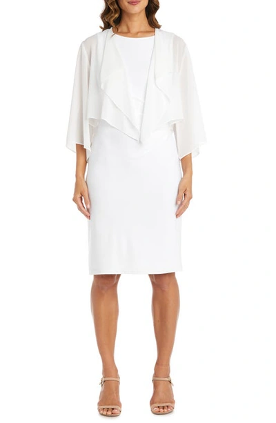 Nightway Two-piece Dress With Shawl In Ivory