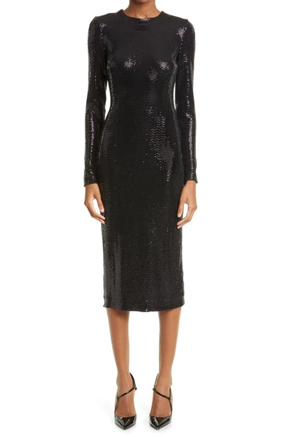 Dolce & Gabbana Sequin Embellished Midi Dress In Black