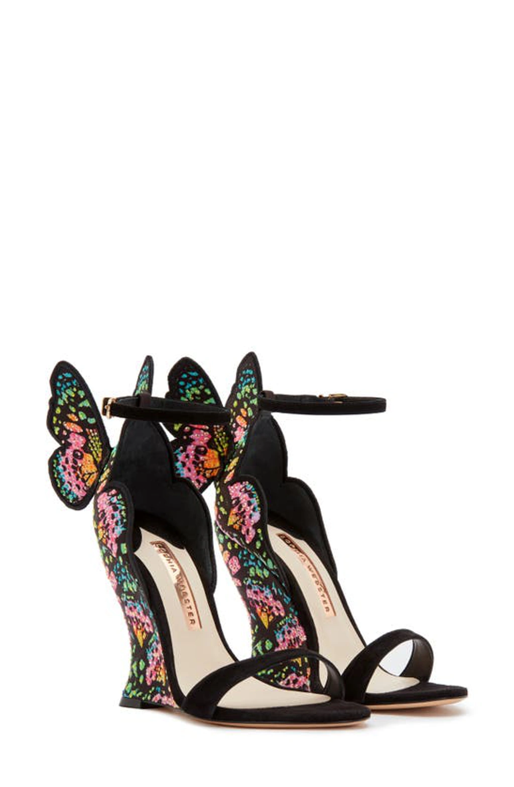 Sophia Webster Chiara Butterfly Wedge Sandal In Black