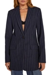 Favorite Daughter The Break Up Gingham Check Oversize Stretch Cotton Blazer In Blue