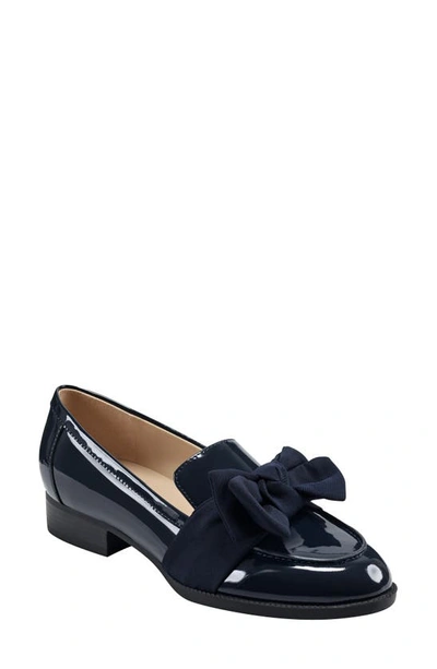 Bandolino Lindio3 Womens Patent Leather Slip On Loafers In Blue