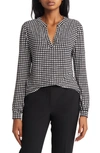 Anne Klein Pearly Dot Split Neck Blouse In Anne Black/ Anne White