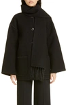 Totême Womens Black Embroidered Scarf Brushed Wool-blend Jacket In Black