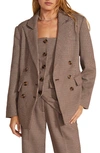 Favorite Daughter The Phoebe Houndstooth Double Breasted Blazer In Chocolate Houndsto
