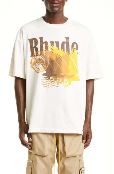 Rhude Logo Postage Graphic T-shirt In White