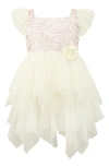 Popatu Kids' Brocade Tulle Dress In Pink/ White