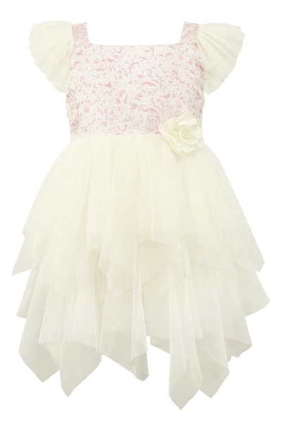 Popatu Kids' Brocade Tulle Dress In Pink/ White