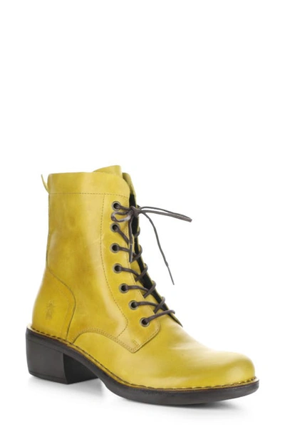 Fly London Milu Lace-up Leather Boot In 008 Mustard Rug