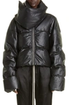 Rick Owens Quilted Funnel-neck Regular-fit Leather-down Jacket In Black