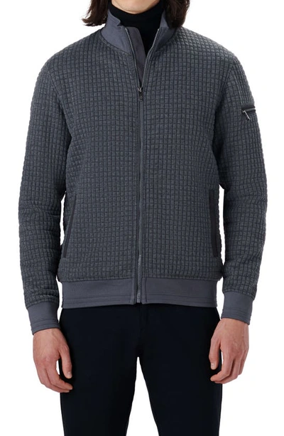 Bugatchi Stretch Zip Cardigan In Charcoal