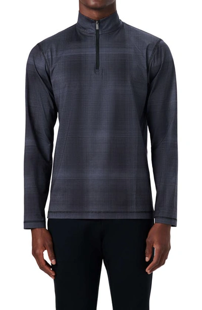 Bugatchi Ooohcotton® Plaid Quarter Zip Pullover In Graphite