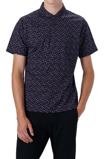 Bugatchi Ooohcotton® Skull Print Short Sleeve Polo In Black