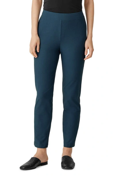 Eileen Fisher Slim Knit Ankle Pants In Deep Adriatic