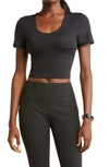 Zella Scoop Neck Support T-shirt In Black