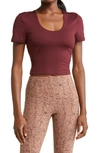 Zella Scoop Neck Support T-shirt In Burgundy Royale