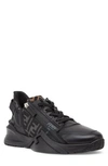 Fendi Leather Low-top Match Sneakers In Black
