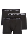 Nike Pack Of Three Everyday Stretch-cotton Jersey Trunks In Black