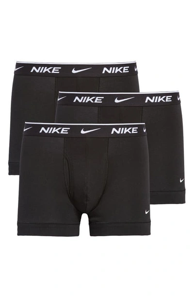 Nike Pack Of Three Everyday Stretch-cotton Jersey Trunks In Black