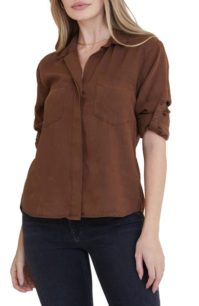 Bella Dahl Split Back Button-down Blouse In Nocolor