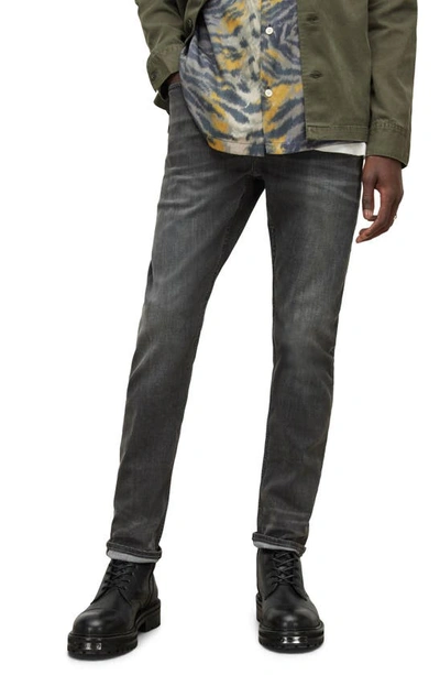 Allsaints Cigarette Skinny Fit Jeans In Dark Gray In Washed_black