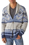 Lucky Brand Men's Southwestern Print Shawl Cardigan Sweater In Denim Combo