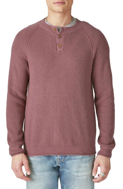 Lucky Brand Cloud Soft Henley Sweater In Huckleberry