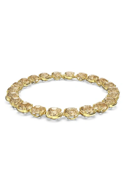 Swarovski Gold-tone Harmonia Crystal Cushion All Around Necklace, 14-1/8" + 1-1/2" Extender In Yellow