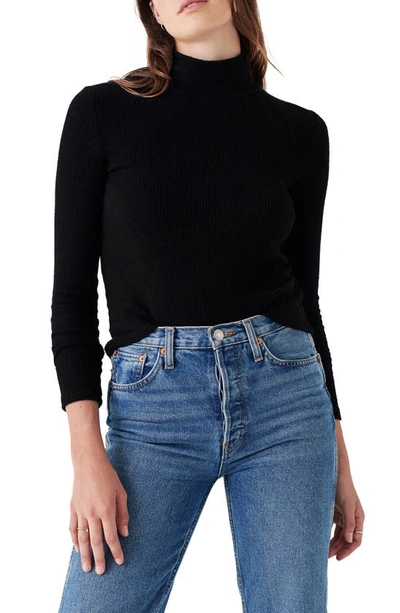 Faherty Roscoe Legend Rib Mock Neck Top In Black