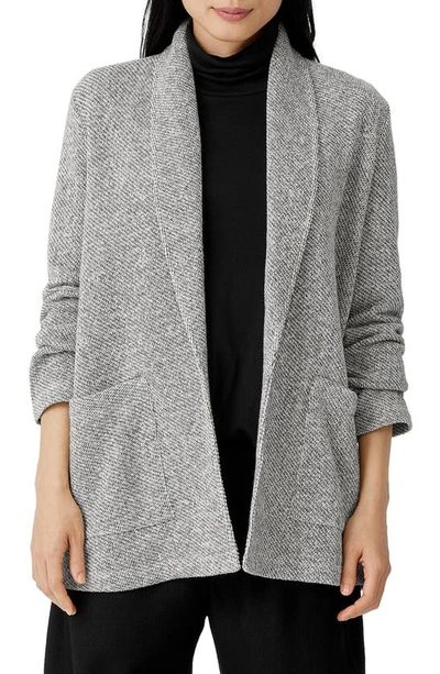 Eileen Fisher Two-tone Open-front Terry Jacket In Ash