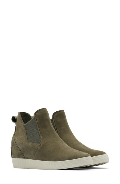Sorel Out N About Ii Slip-on Wedge Sneakers Women's Shoes In Stone Green/ Laurel