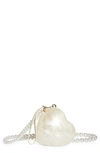Simone Rocha Micro Heart Perspex Acrylic Minaudire In Pearl/ Pearl