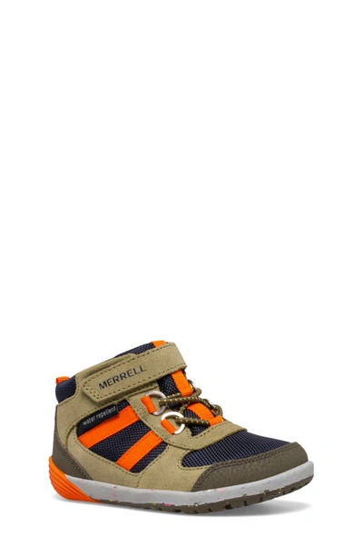 Merrell Kids' Bare Steps® Ridge Jr. Boot In Olive/ Navy/ Orange