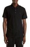Burberry Logo Embroidered Straight Hem Cotton Polo Shirt In Black