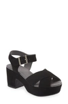 Chocolat Blu Ginny Ankle Strap Platform Sandal In Black Suede