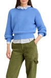 Alex Mill Back Button Crewneck Sweater In French Blue