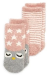 Nordstrom Babies' Assorted 2-pack Butter Socks In Pink Lotus Owl Pack