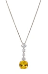 NADRI SOLEIL YELLOW CUBIC ZIRCONIA CUSHION PENDANT NECKLACE