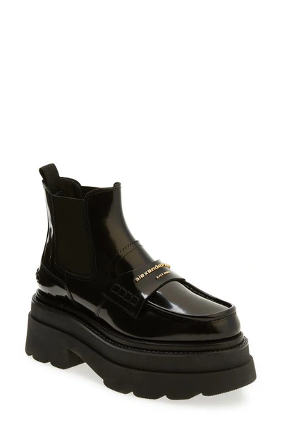 Alexander Wang Carter Leather Platform Ankle Boots In Black