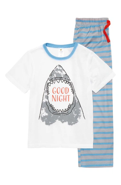 Tucker Tate Kids Two piece Pajamas In White Shark Blue Stripes ModeSens
