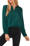 Cece Charmeuse Blouse In Dark Forest