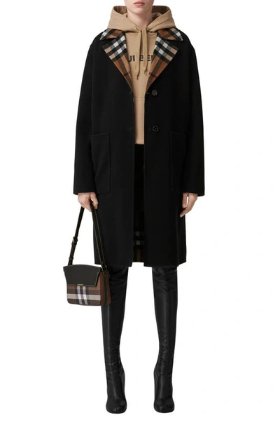 Burberry Check-pattern Reversible Wool Coat In Birch Brown